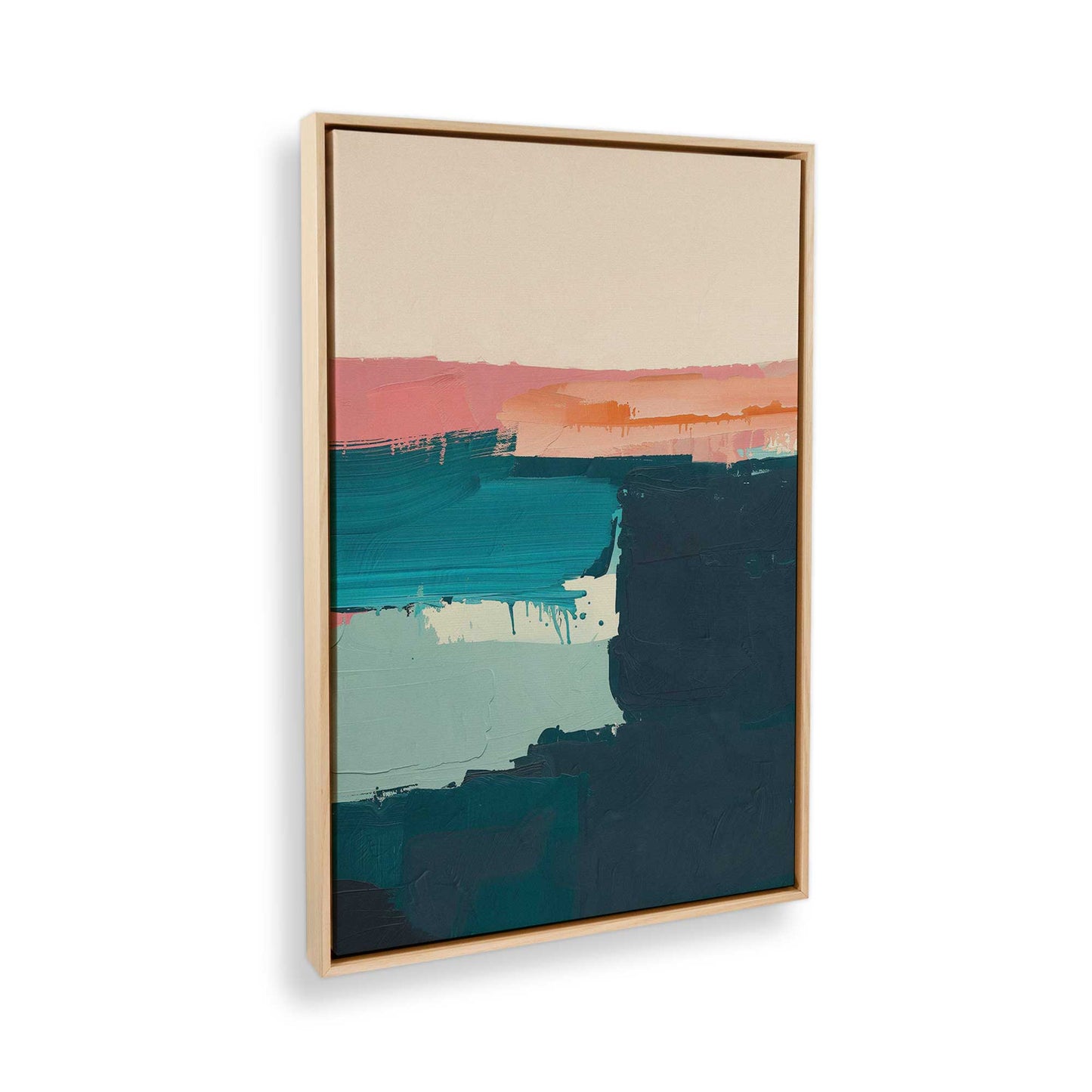 [Color:American Maple], Picture of art in a American Maple frame at an angle