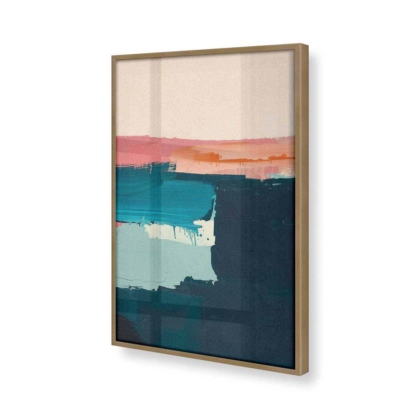 [Color:Brushed Gold], Picture of art in a Brushed Gold frame at an angle