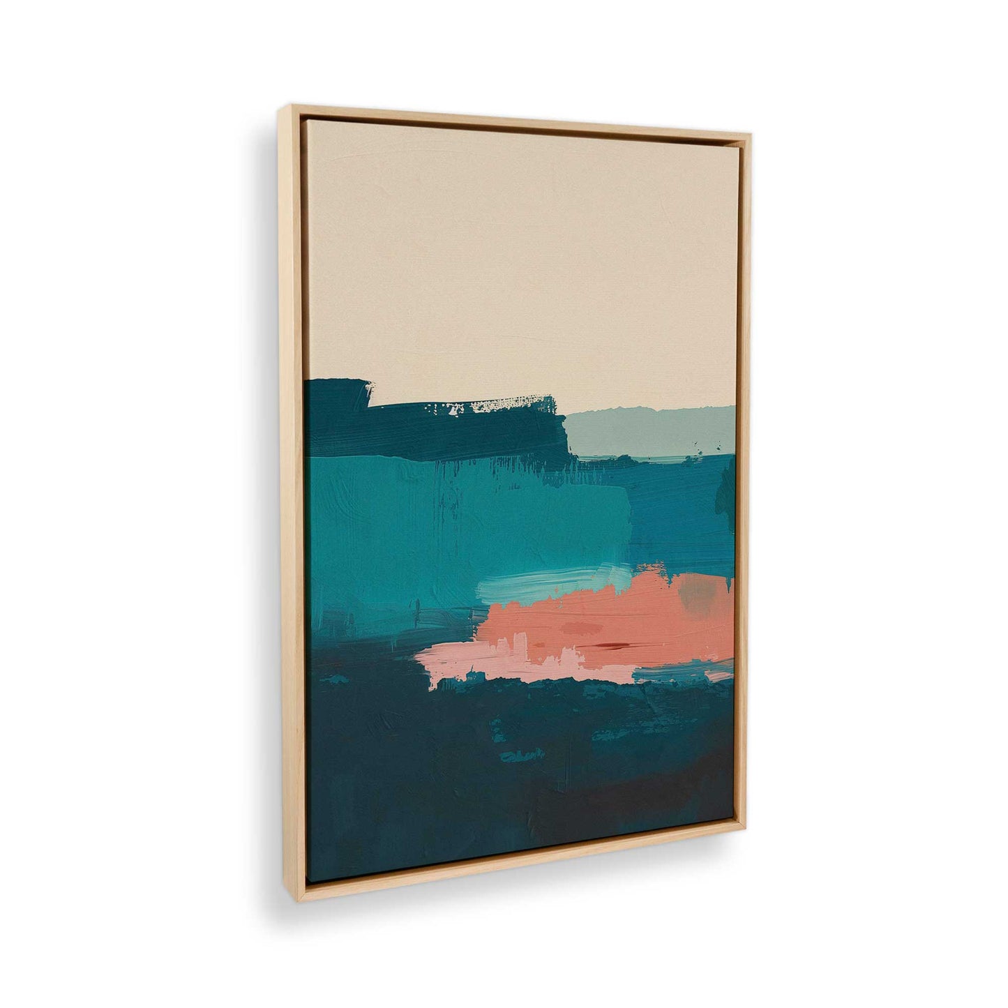 [Color:American Maple], Picture of art in a American Maple frame at an angle