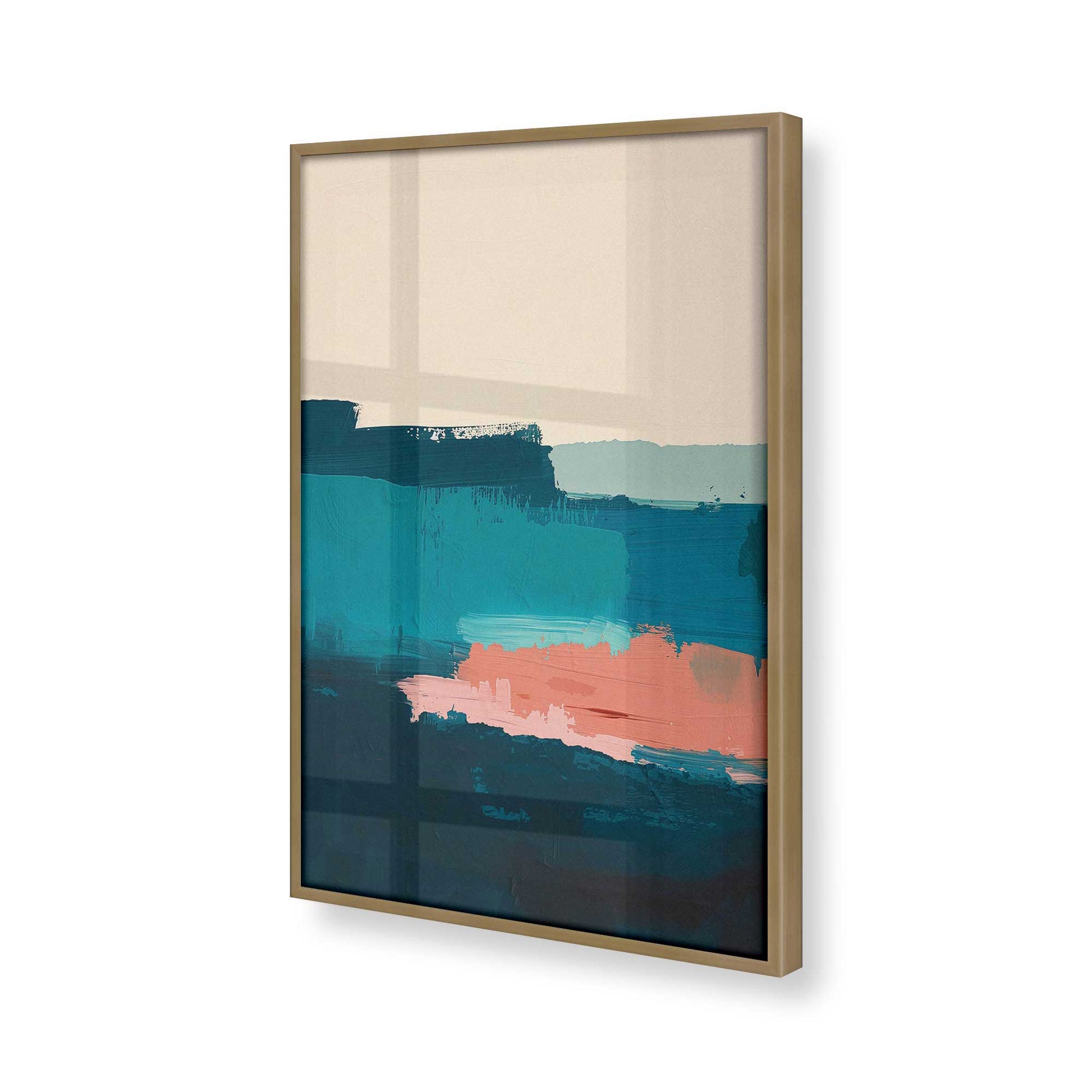 [Color:Brushed Gold], Picture of art in a Brushed Gold frame at an angle