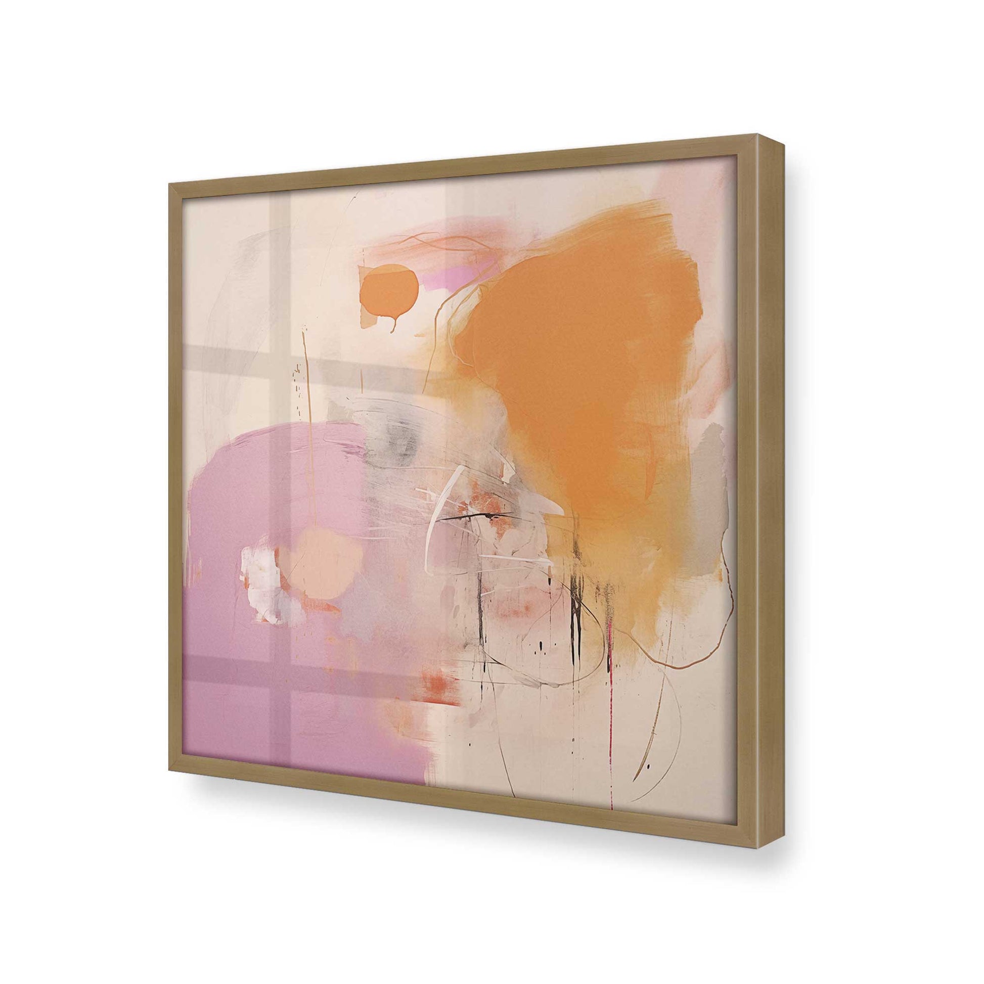 [Color:Brushed Gold], Picture of art in a Brushed Gold frame at an angle