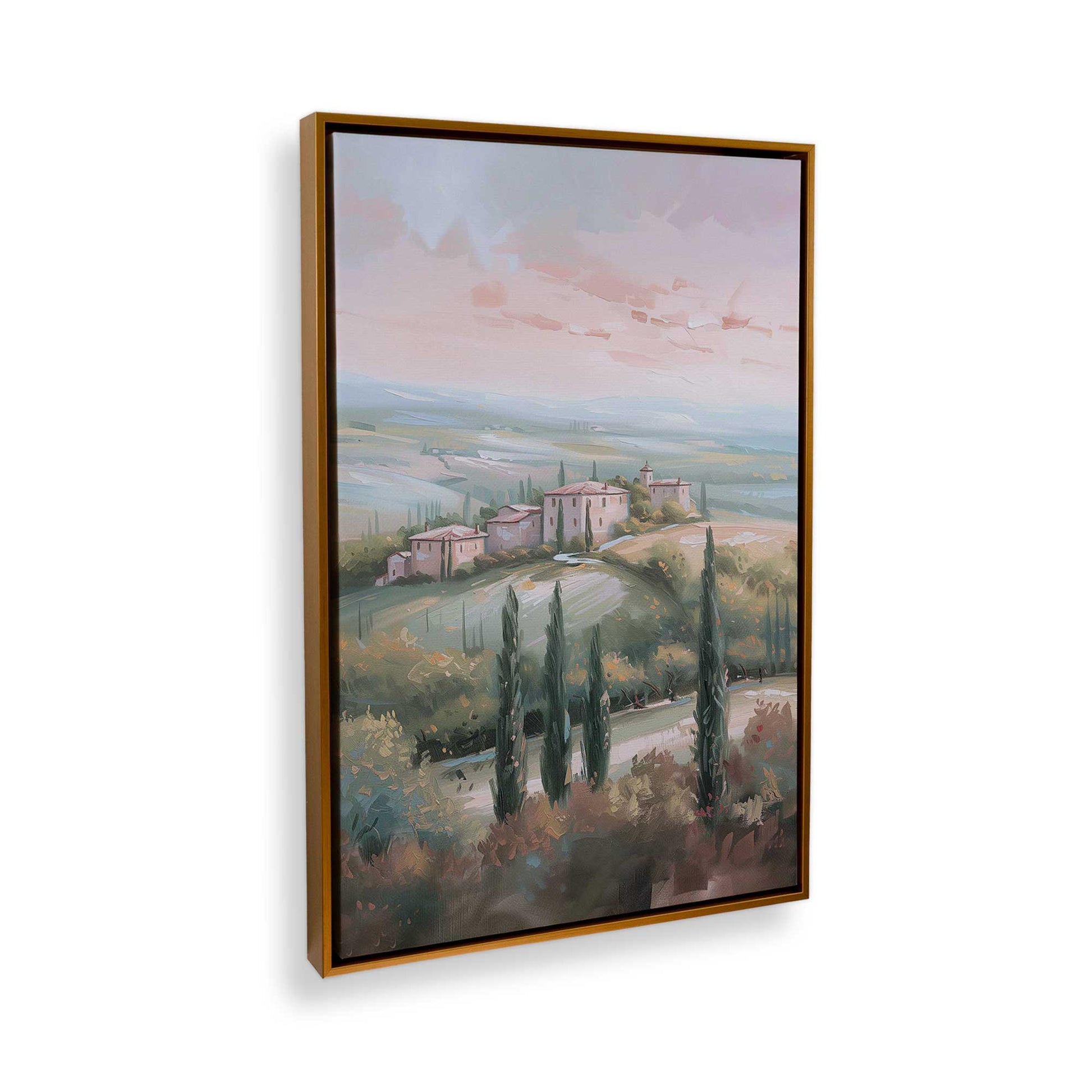 [Color:Polished Gold], Picture of art in a Polished Gold frame at an angle