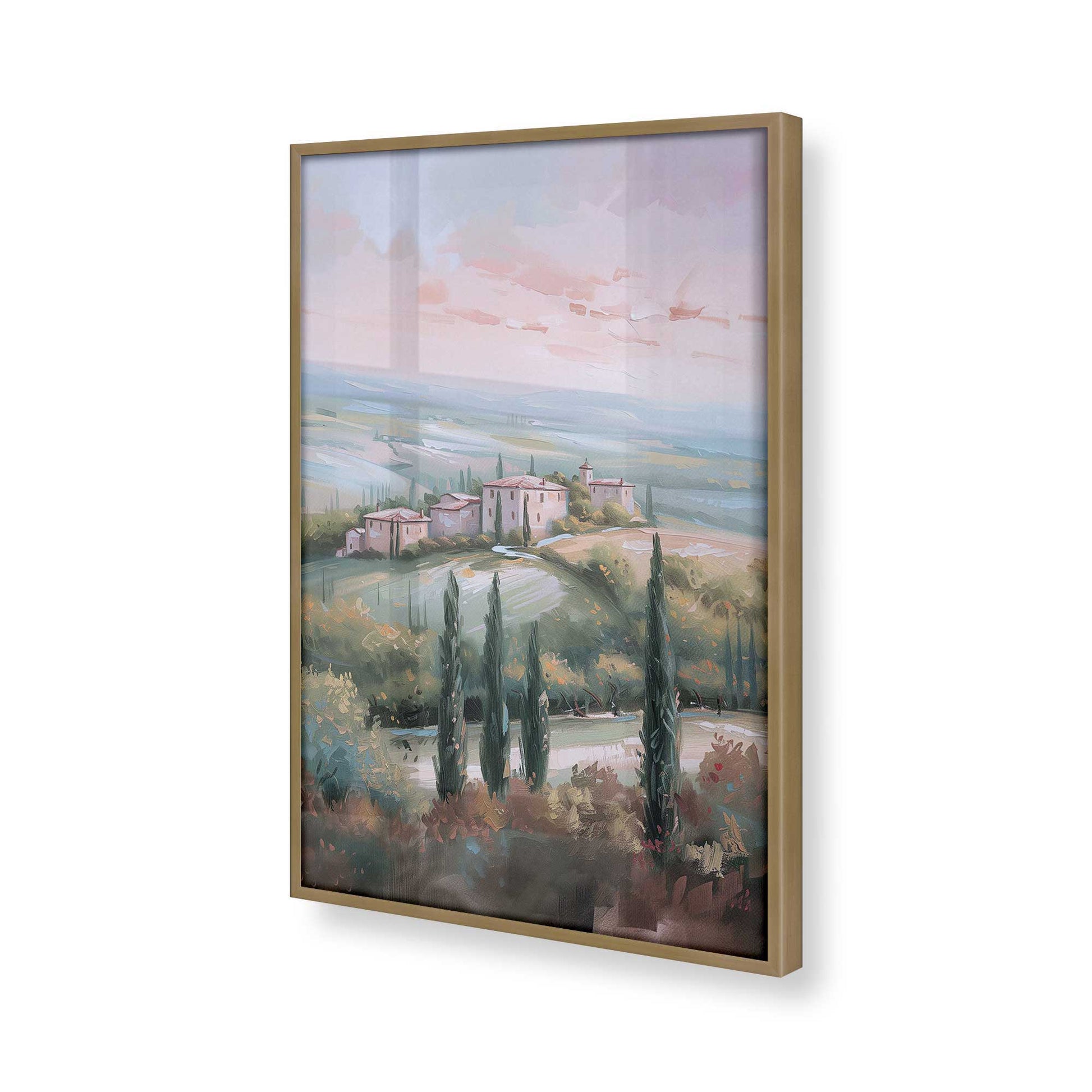 [Color:Brushed Gold], Picture of art in a Brushed Gold frame at an angle