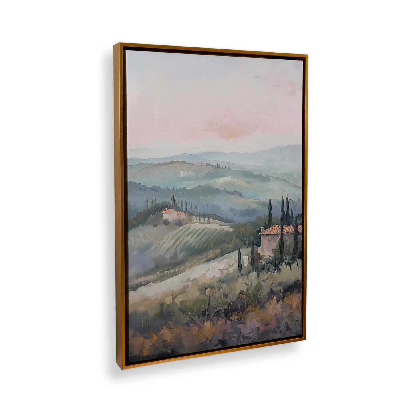 [Color:Polished Gold], Picture of art in a Polished Gold frame at an angle