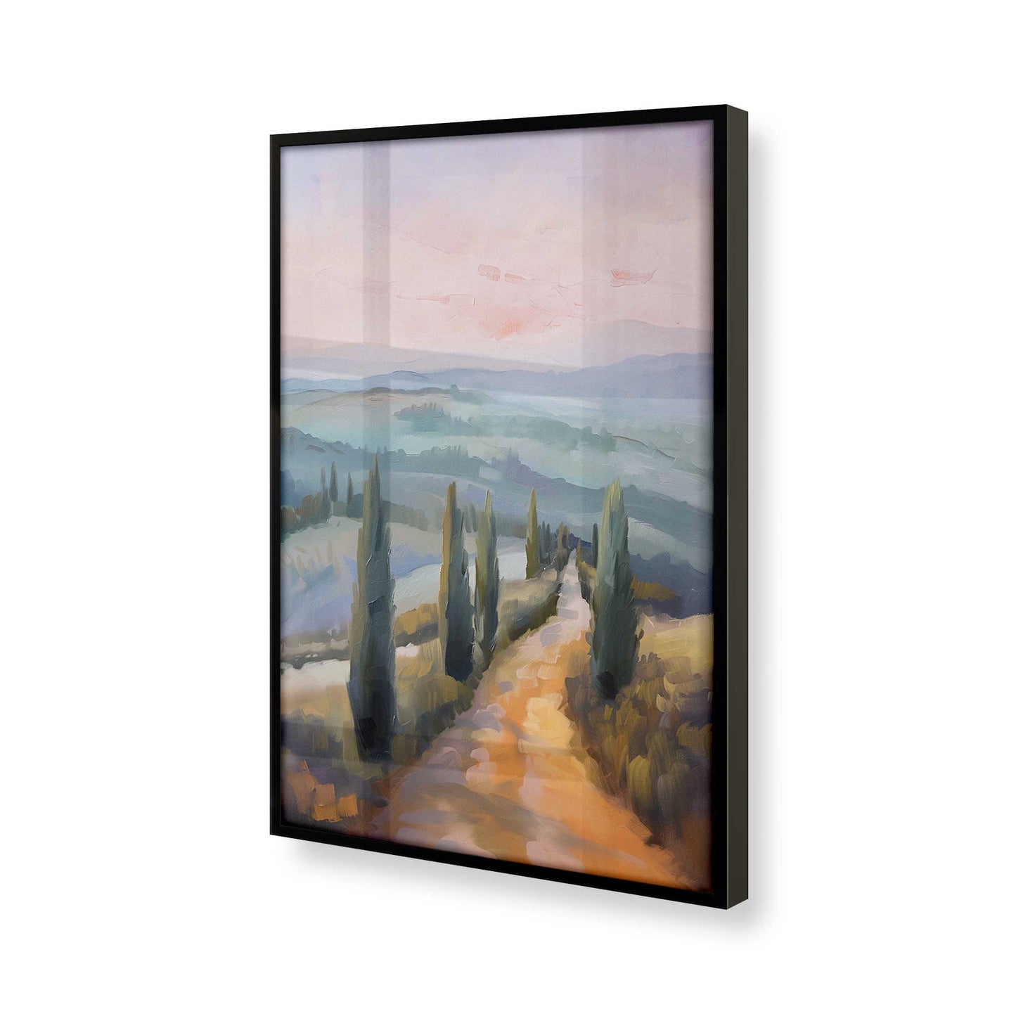 [Color:Satin Black], Picture of art in a Satin Black frame at an angle