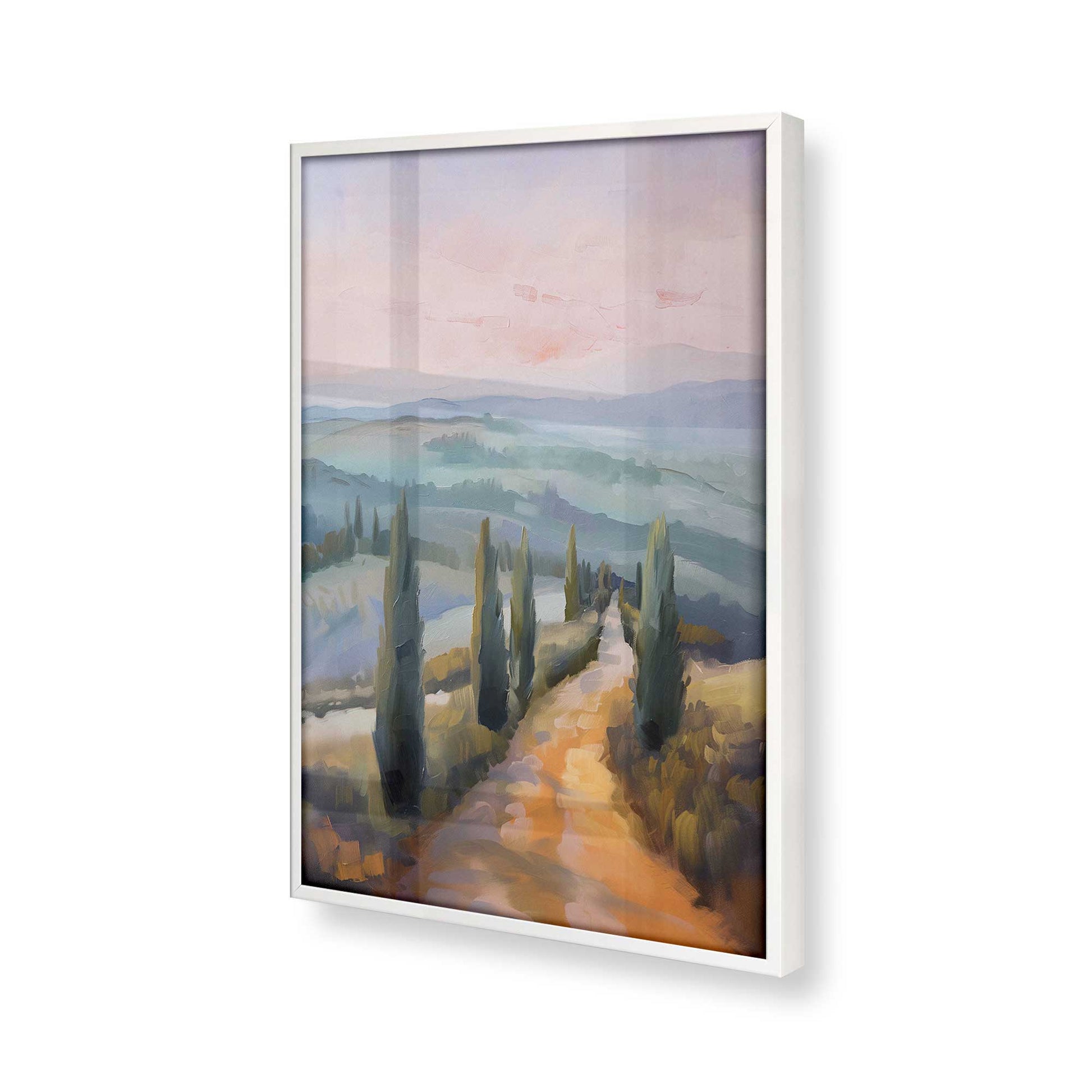 [Color:Opaque White], Picture of art in a Opaque White frame at an angle