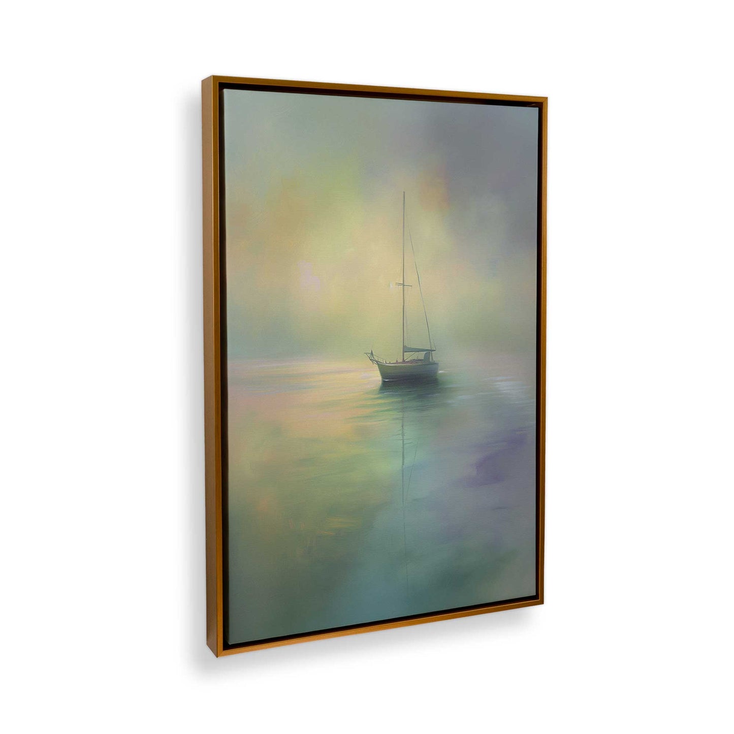 [Color:Polished Gold], Picture of art in a Polished Gold frame at an angle