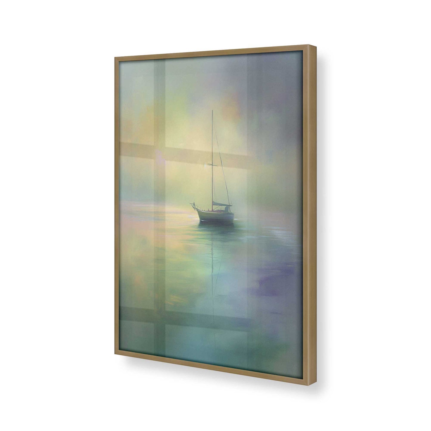 [Color:Brushed Gold], Picture of art in a Brushed Gold frame at an angle