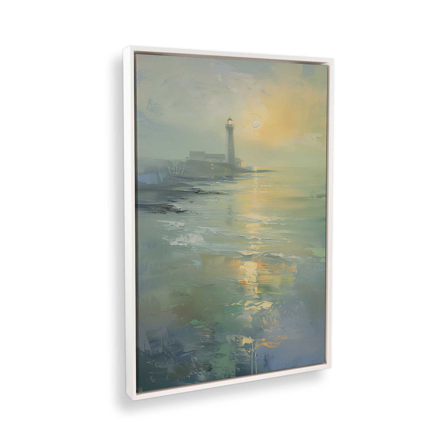 [Color:Opaque White], Picture of art in a White frame at an angle