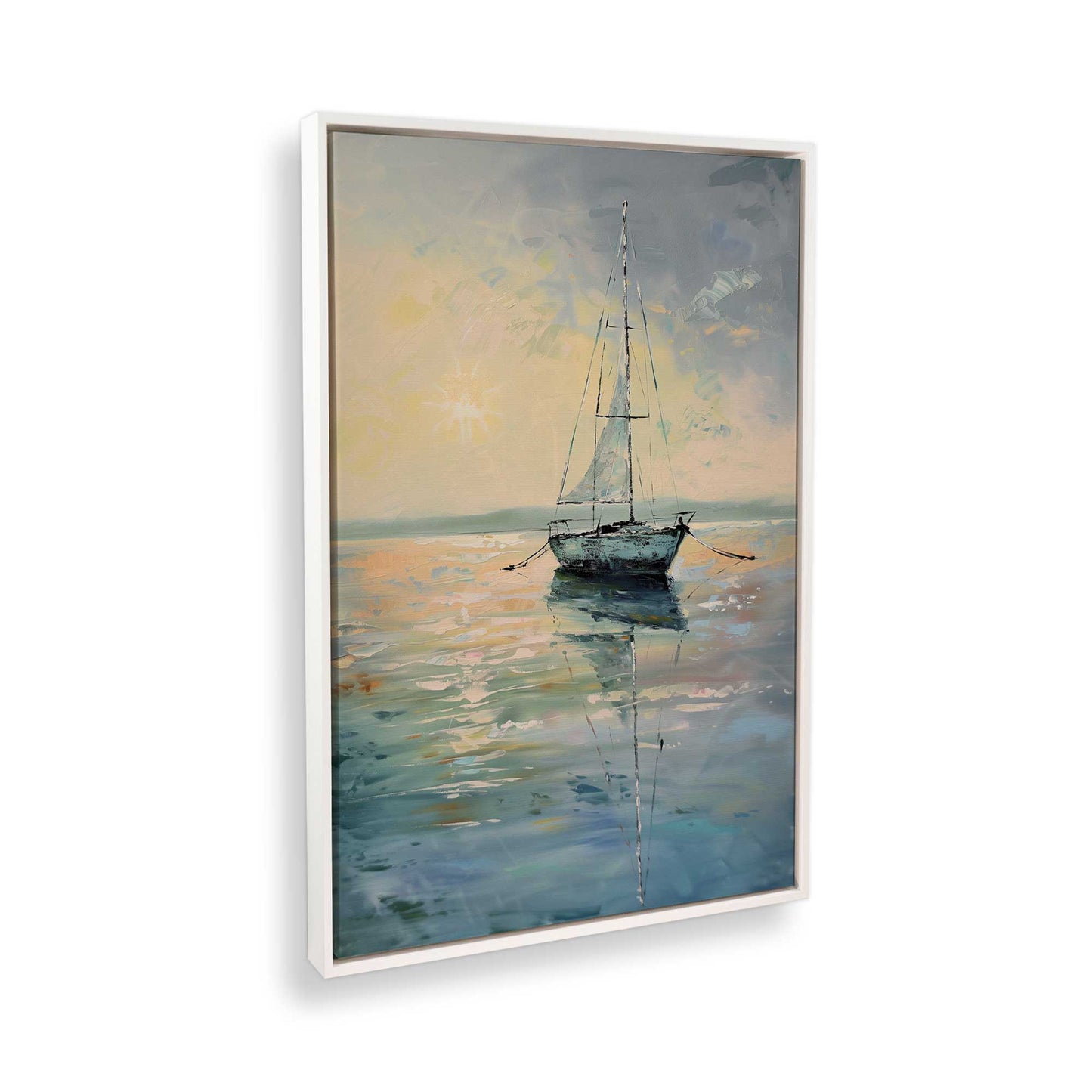 [Color:Opaque White], Picture of art in a White frame at an angle