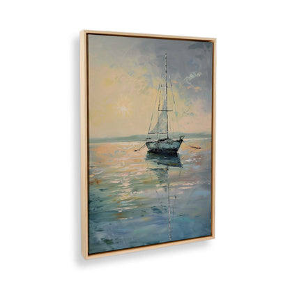 [Color:American Maple], Picture of art in a American Maple frame at an angle