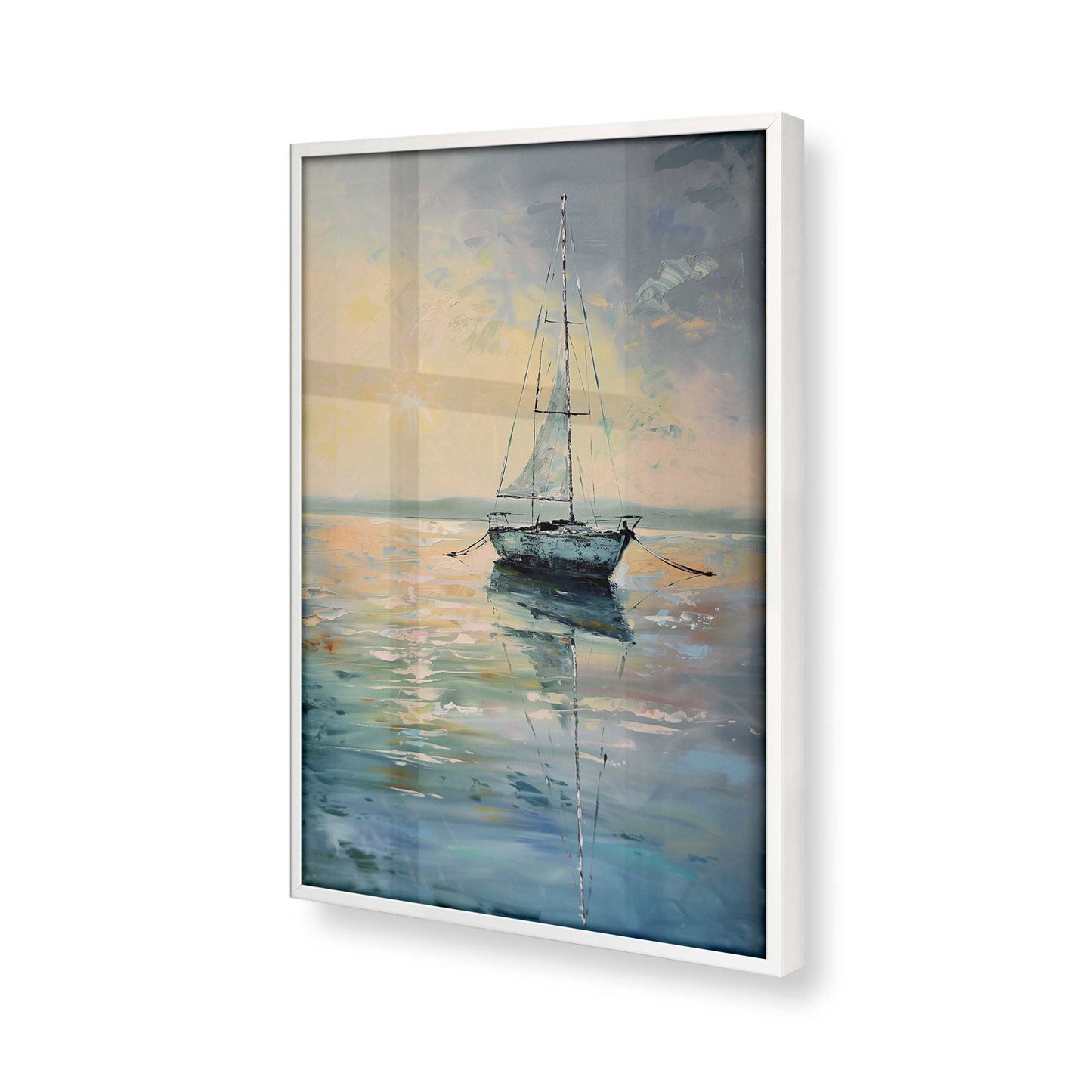 [Color:Opaque White], Picture of art in a Opaque White frame at an angle