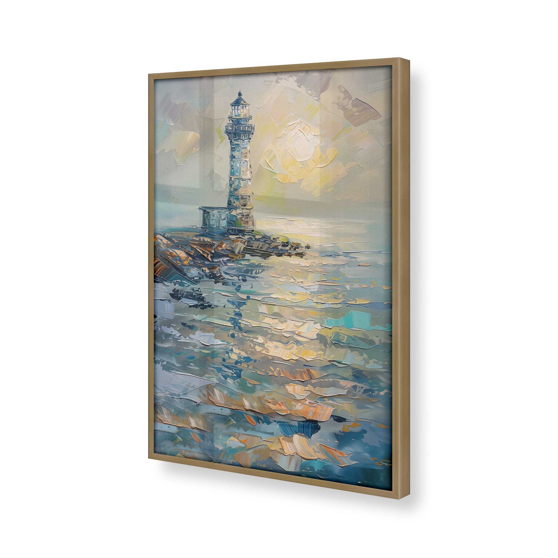 [Color:Brushed Gold], Picture of art in a Brushed Gold frame at an angle