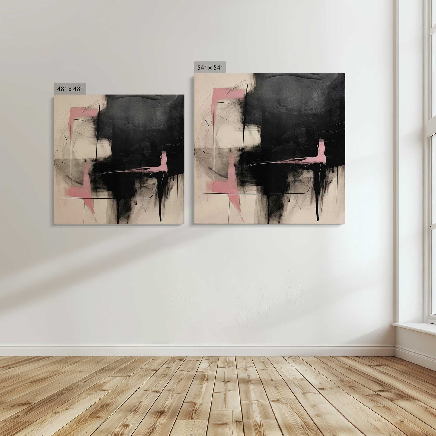 [Color:Stretched Canvas], Image showing the size comparisons