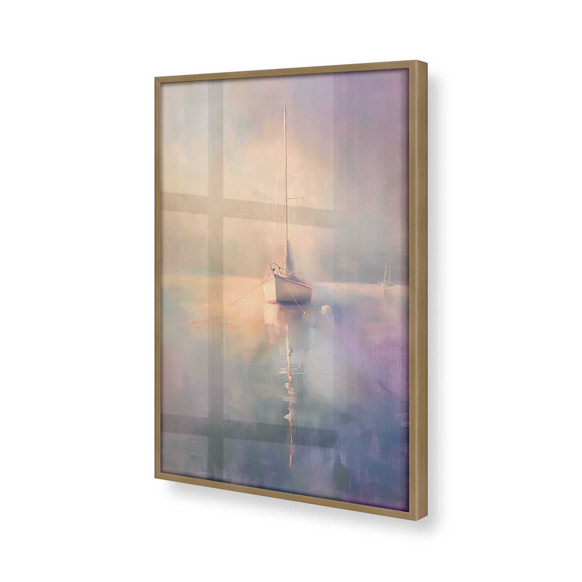 [Color:Brushed Gold], Picture of art in a Brushed Gold frame at an angle