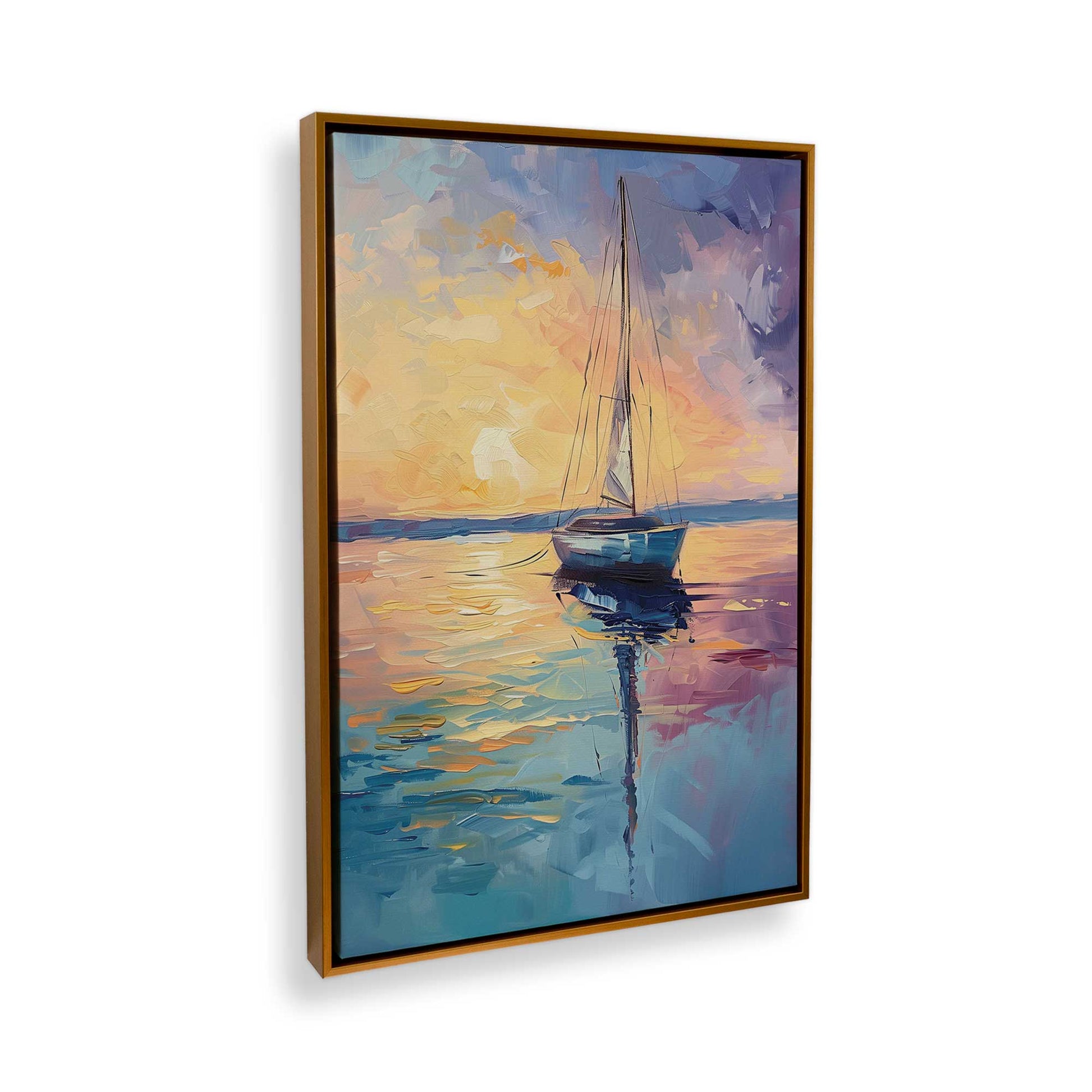 [Color:Polished Gold], Picture of art in a Polished Gold frame at an angle