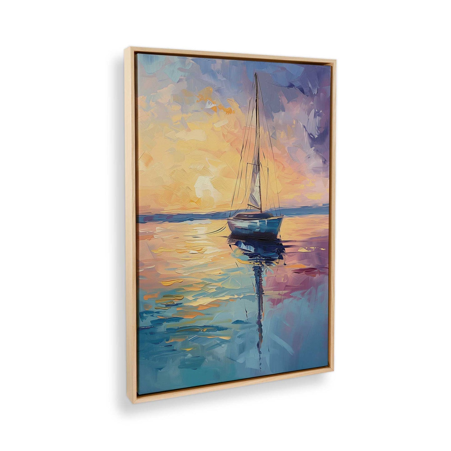 [Color:American Maple], Picture of art in a American Maple frame at an angle