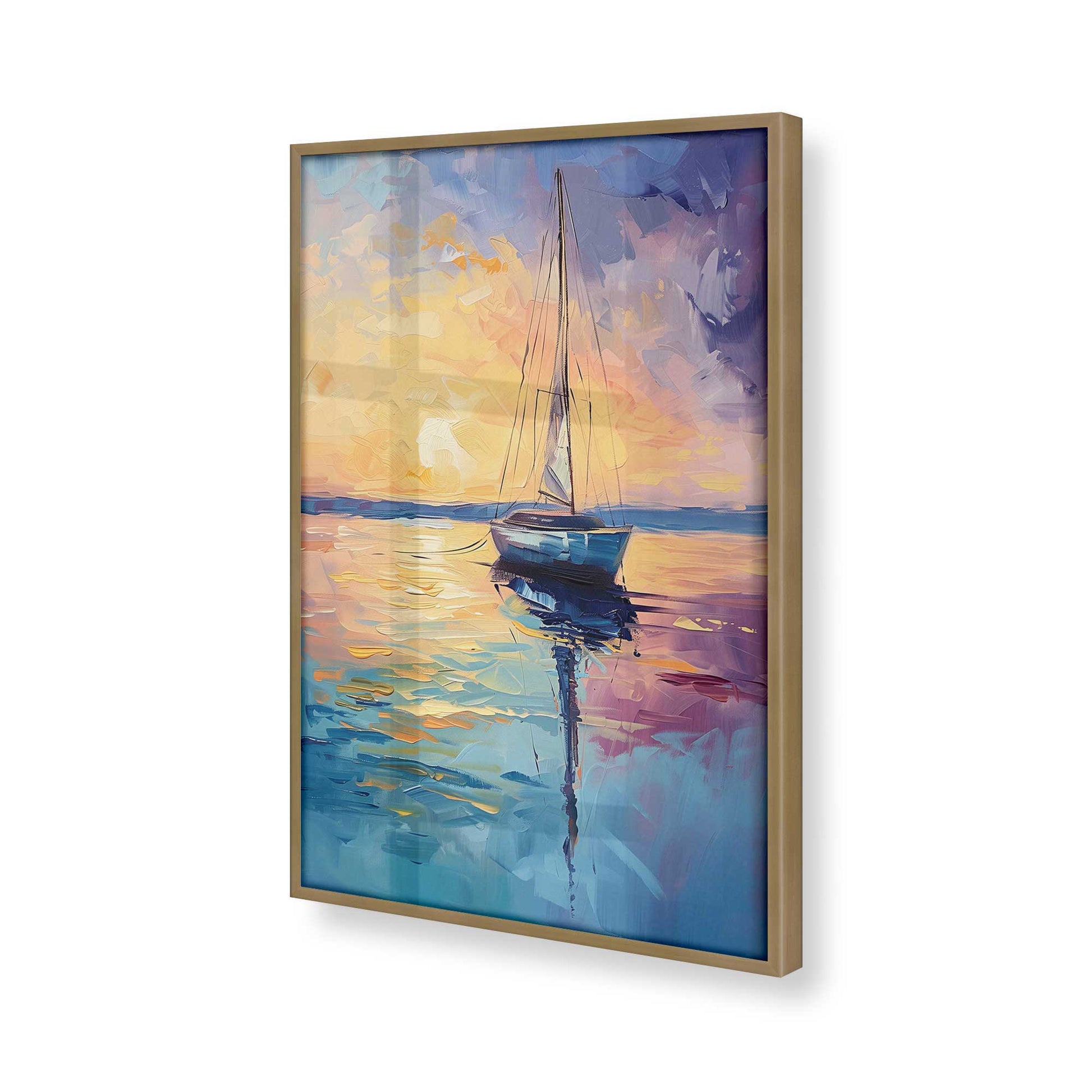 [Color:Brushed Gold], Picture of art in a Brushed Gold frame at an angle