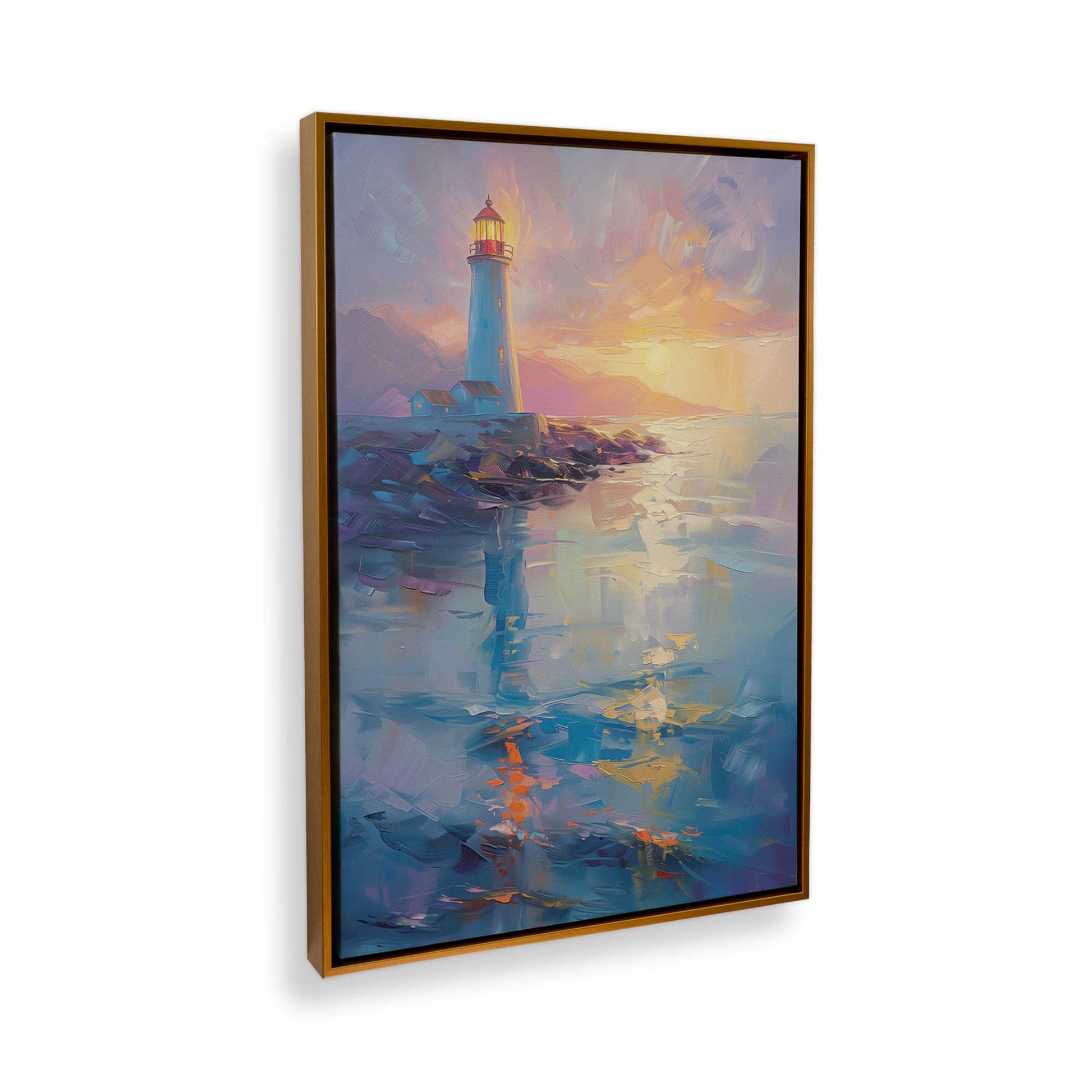 [Color:Polished Gold], Picture of art in a Polished Gold frame at an angle