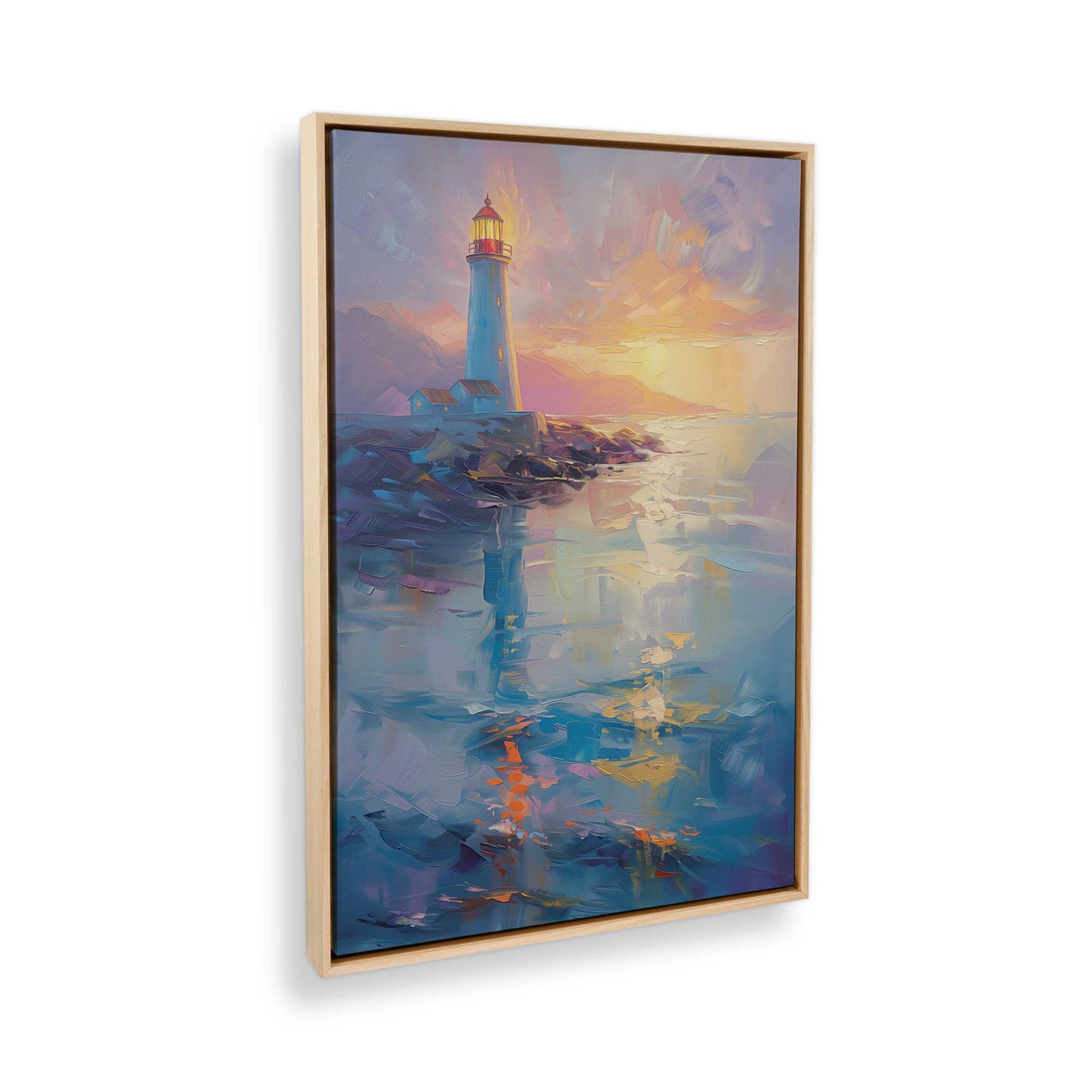 [Color:American Maple], Picture of art in a American Maple frame at an angle