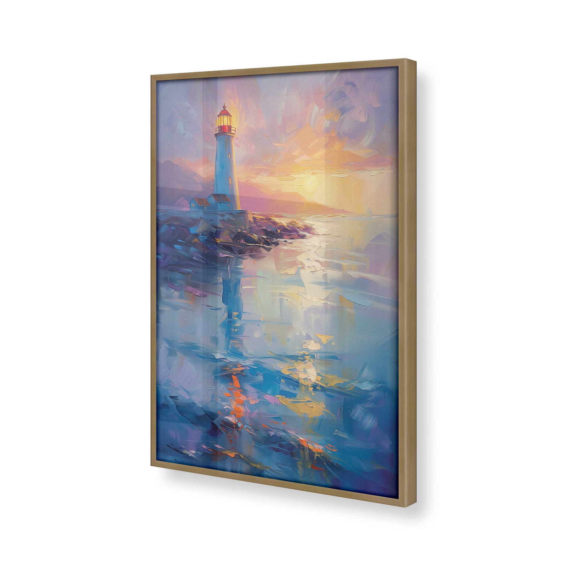 [Color:Brushed Gold], Picture of art in a Brushed Gold frame at an angle