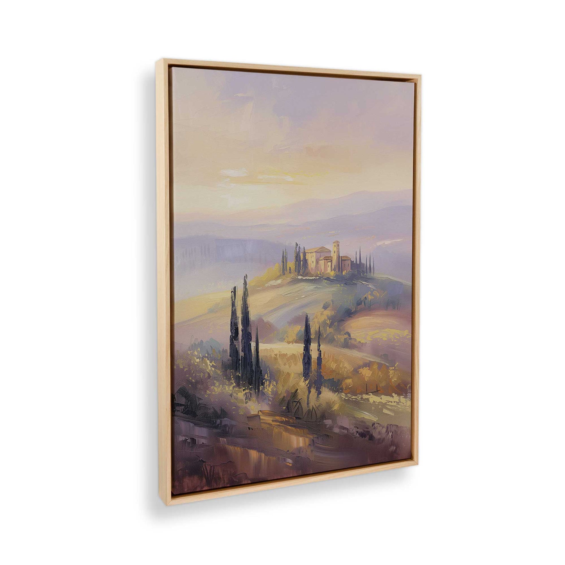 [Color:American Maple], Picture of art in a American Maple frame at an angle