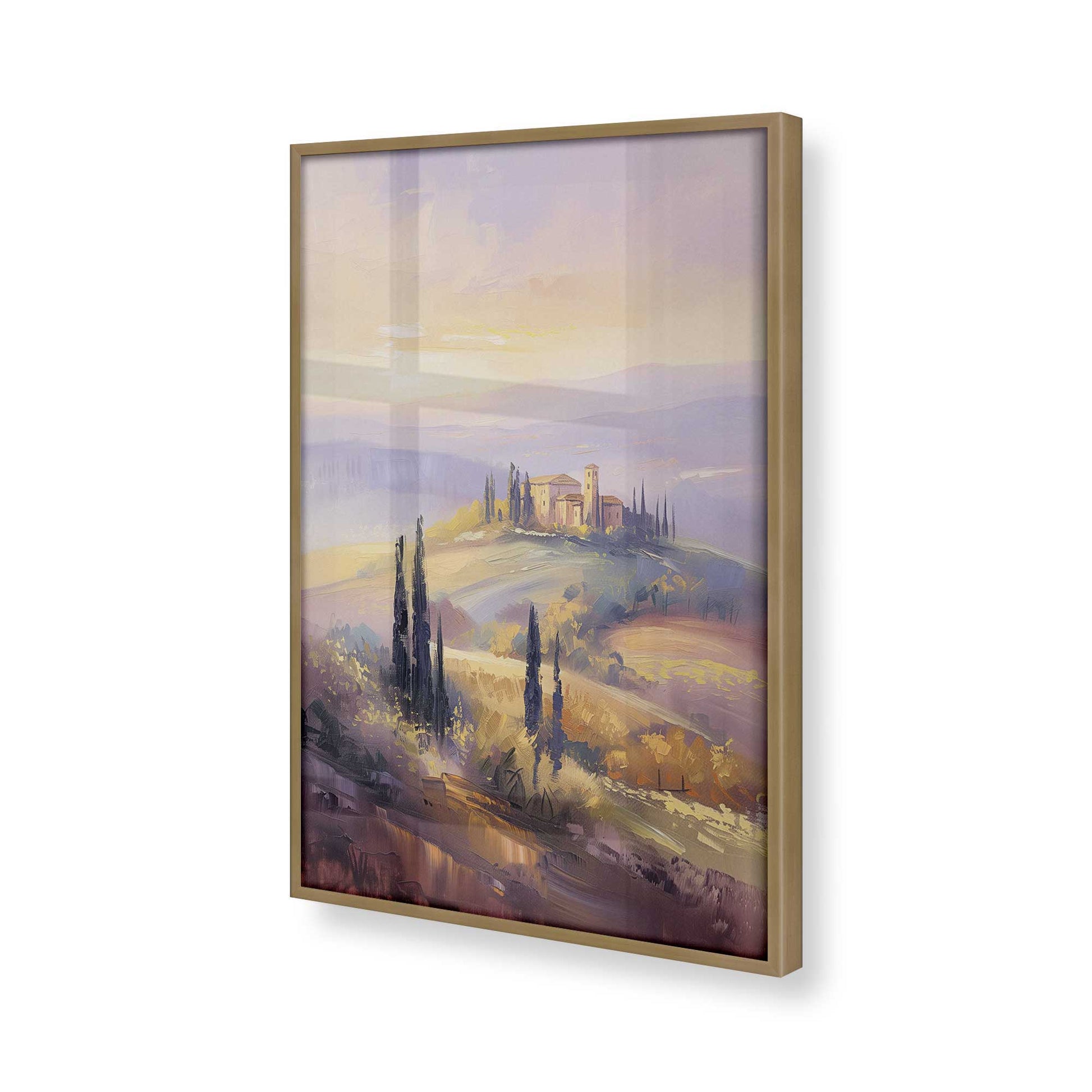 [Color:Brushed Gold], Picture of art in a Brushed Gold frame at an angle