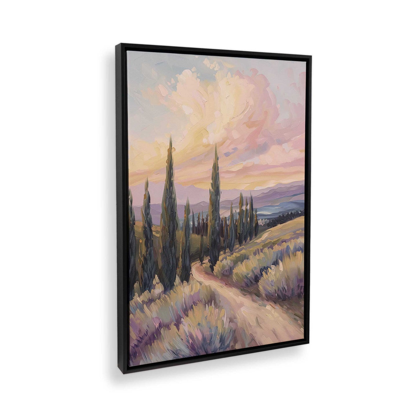 [Color:Satin Black], Picture of art in a Satin Black frame at an angle