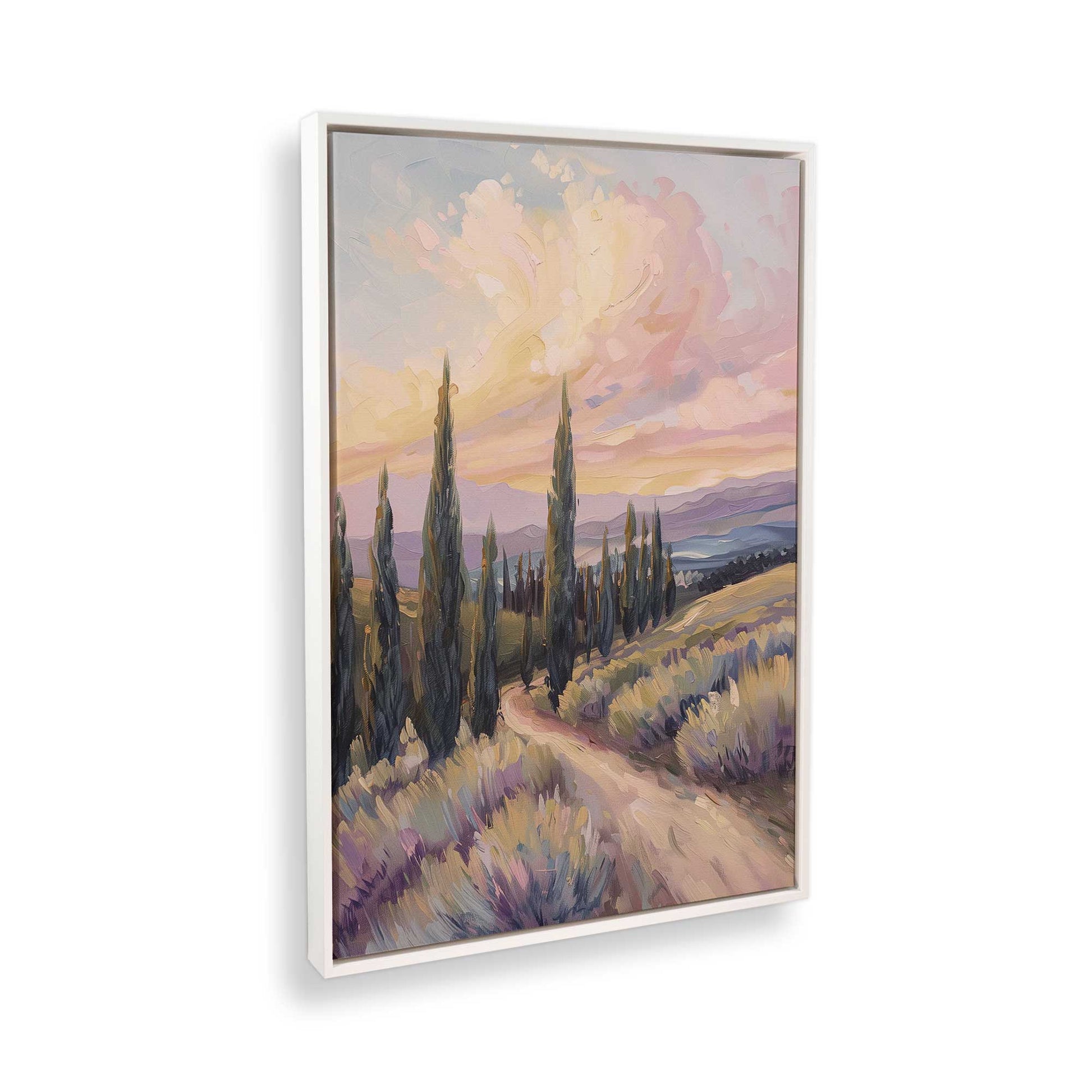 [Color:Opaque White], Picture of art in a White frame at an angle