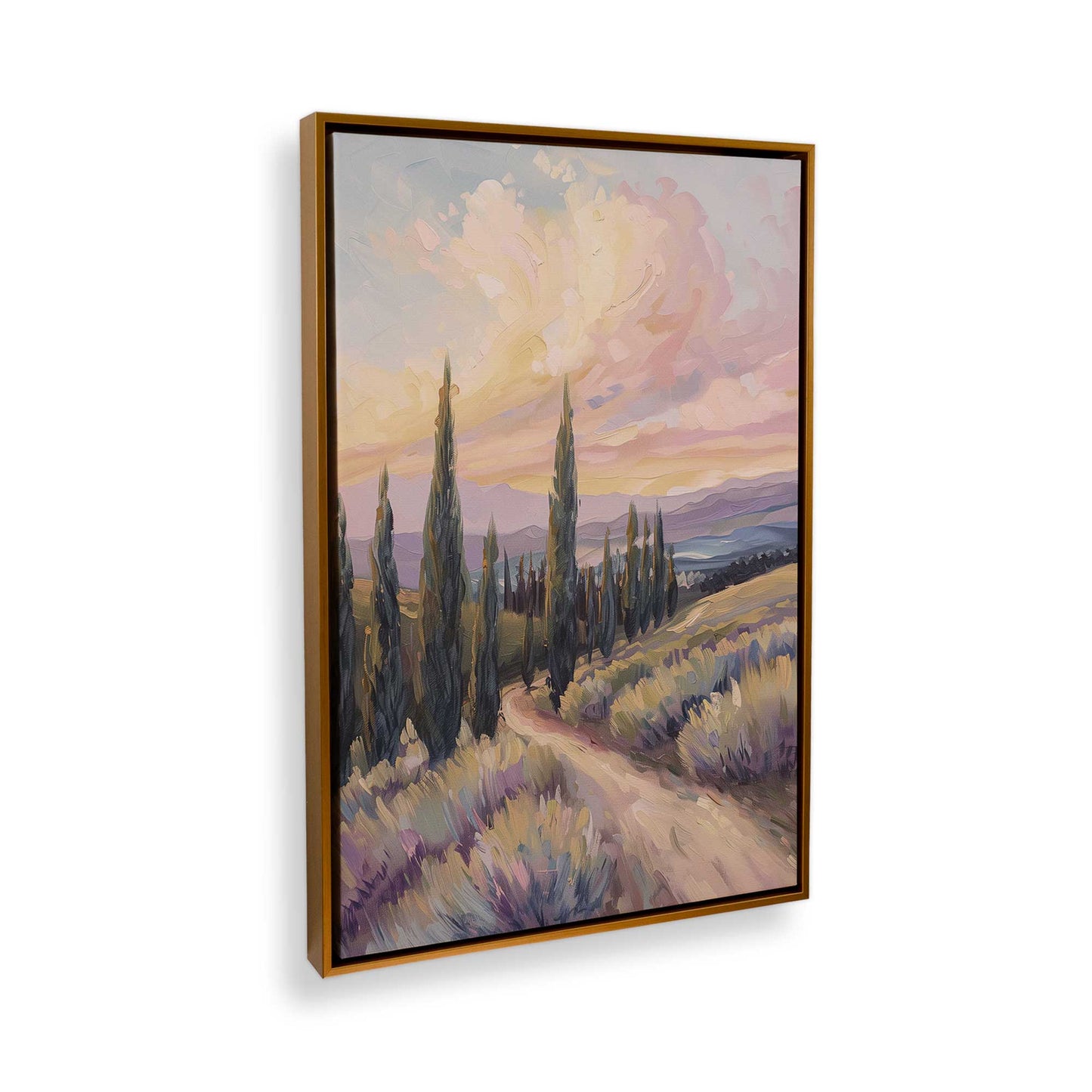 [Color:Polished Gold], Picture of art in a Polished Gold frame at an angle