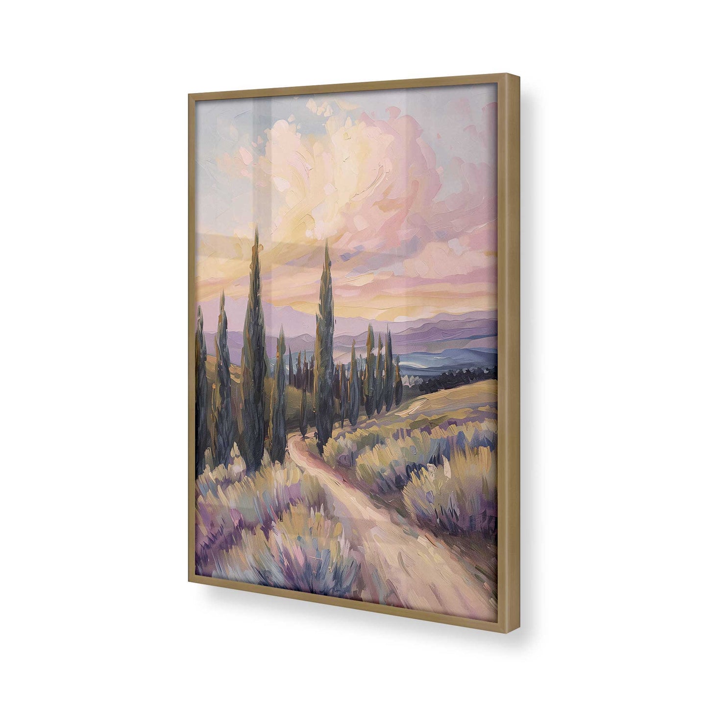 [Color:Brushed Gold], Picture of art in a Brushed Gold frame at an angle