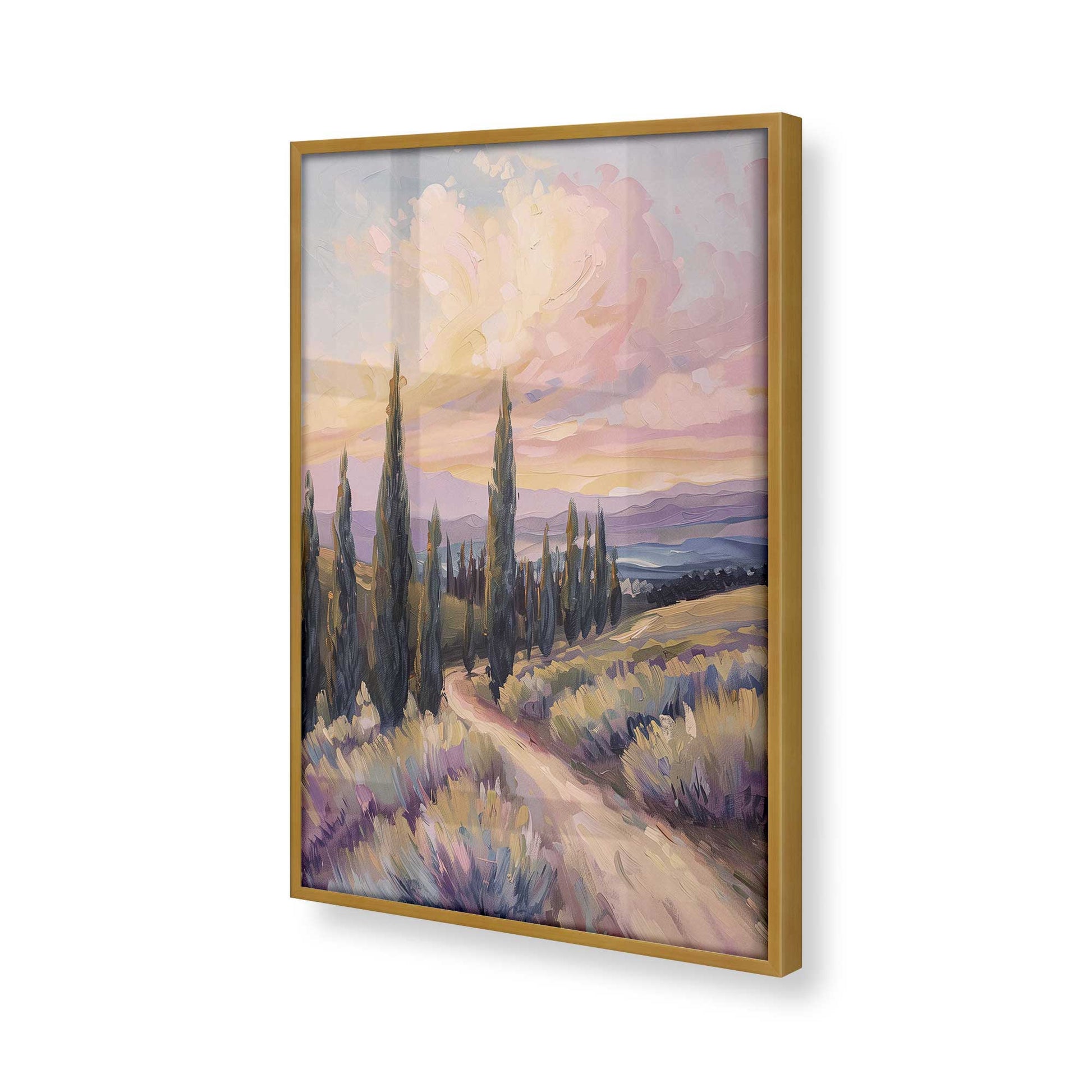 [Color:Polished Gold], Picture of art in a Polished Gold frame at an angle