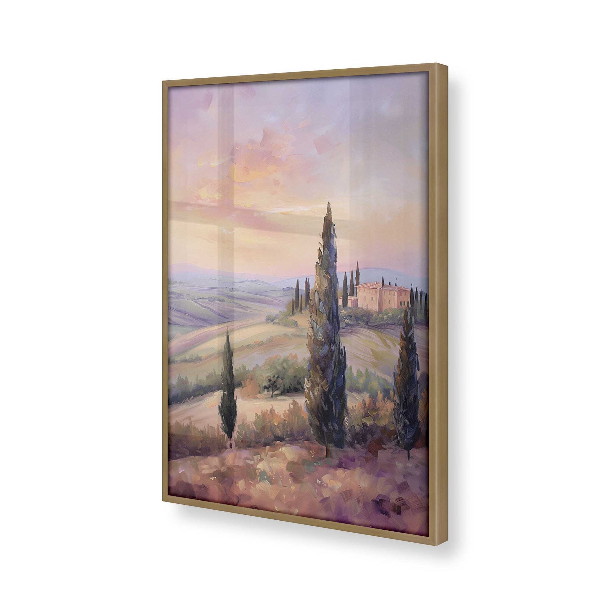 [Color:Brushed Gold], Picture of art in a Brushed Gold frame at an angle