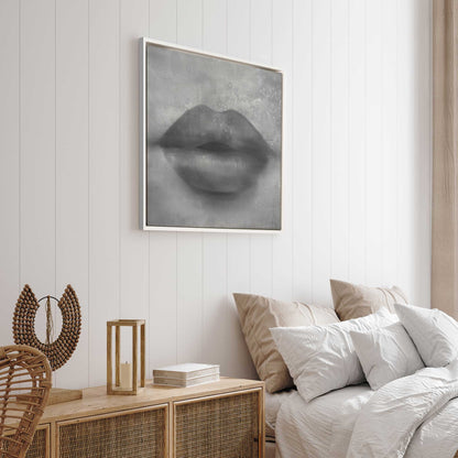 Whispered Kiss Black & White Print on Canvas