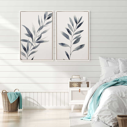 Monochrome Botanica (Blue) Set of 2 Print on Canvas