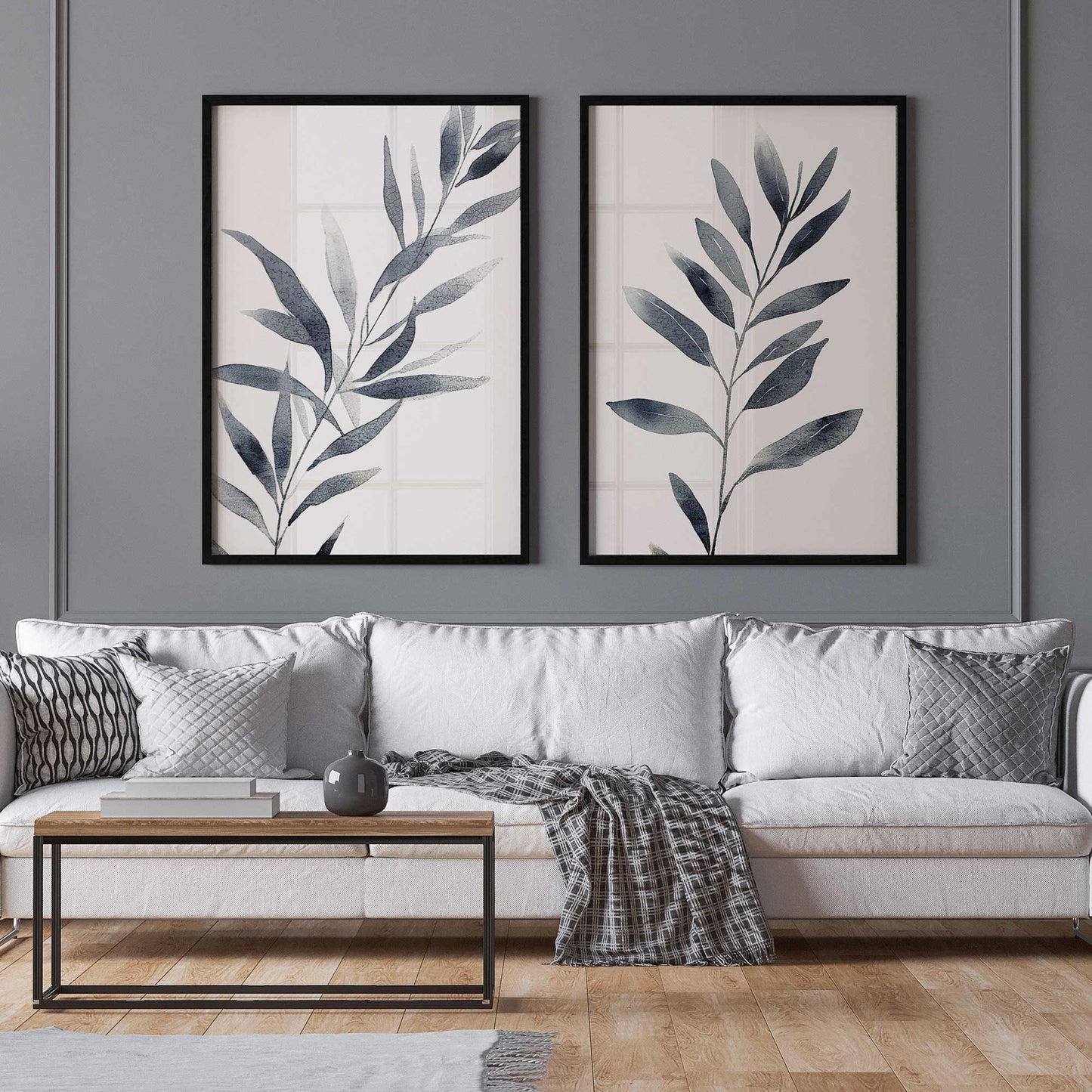 Monochrome Botanica (Blue) Set of 2 Print on Archival Matte Paper