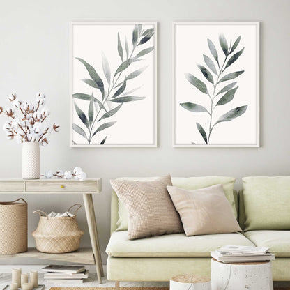 Monochrome Botanica (Green) Set of 2 Print on Archival Matte Paper