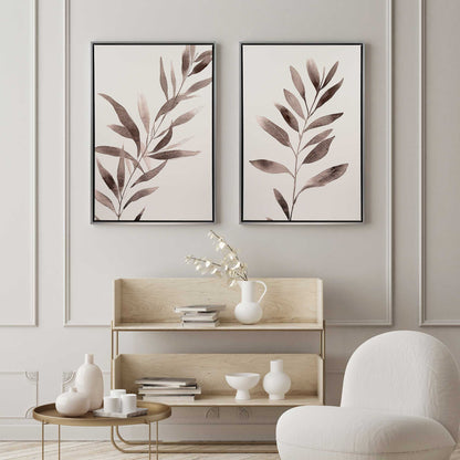 Monochrome Botanica v1 (Rose) Set of 2 Print on Canvas