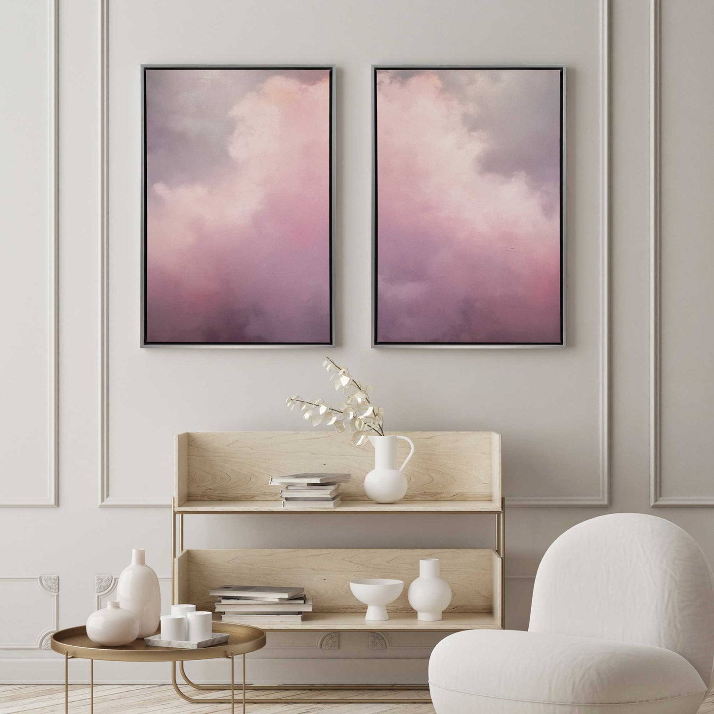 Pastel Skyline Set of 2 Print on Canvas