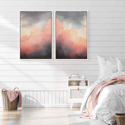 Rosy Twilight Set of 2 Print on Canvas