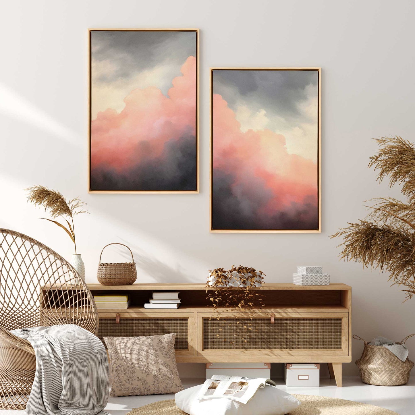 Rosy Twilight Set of 2 Print on Canvas
