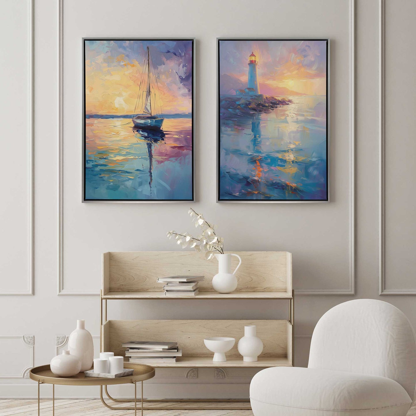 Sunset Sail Set of 2 Print on Canvas