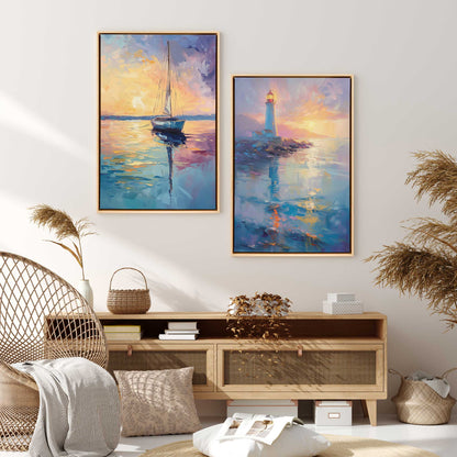 Sunset Sail Set of 2 Print on Canvas