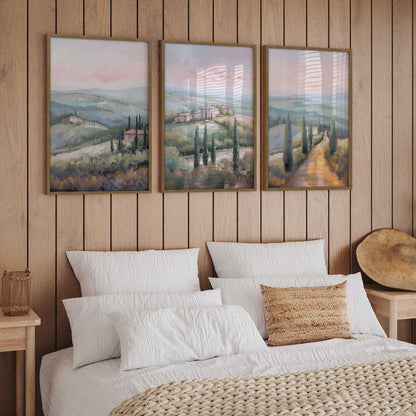 Dusk's Glow in Tuscany Set of 3 Print on Archival Matte Paper