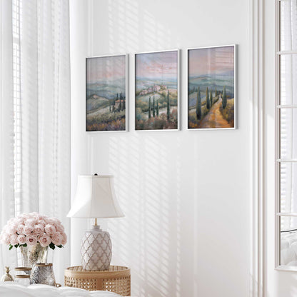 Dusk's Glow in Tuscany Set of 3 Print on Archival Matte Paper