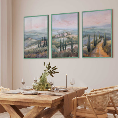 Dusk's Glow in Tuscany Set of 3 Print on Archival Matte Paper