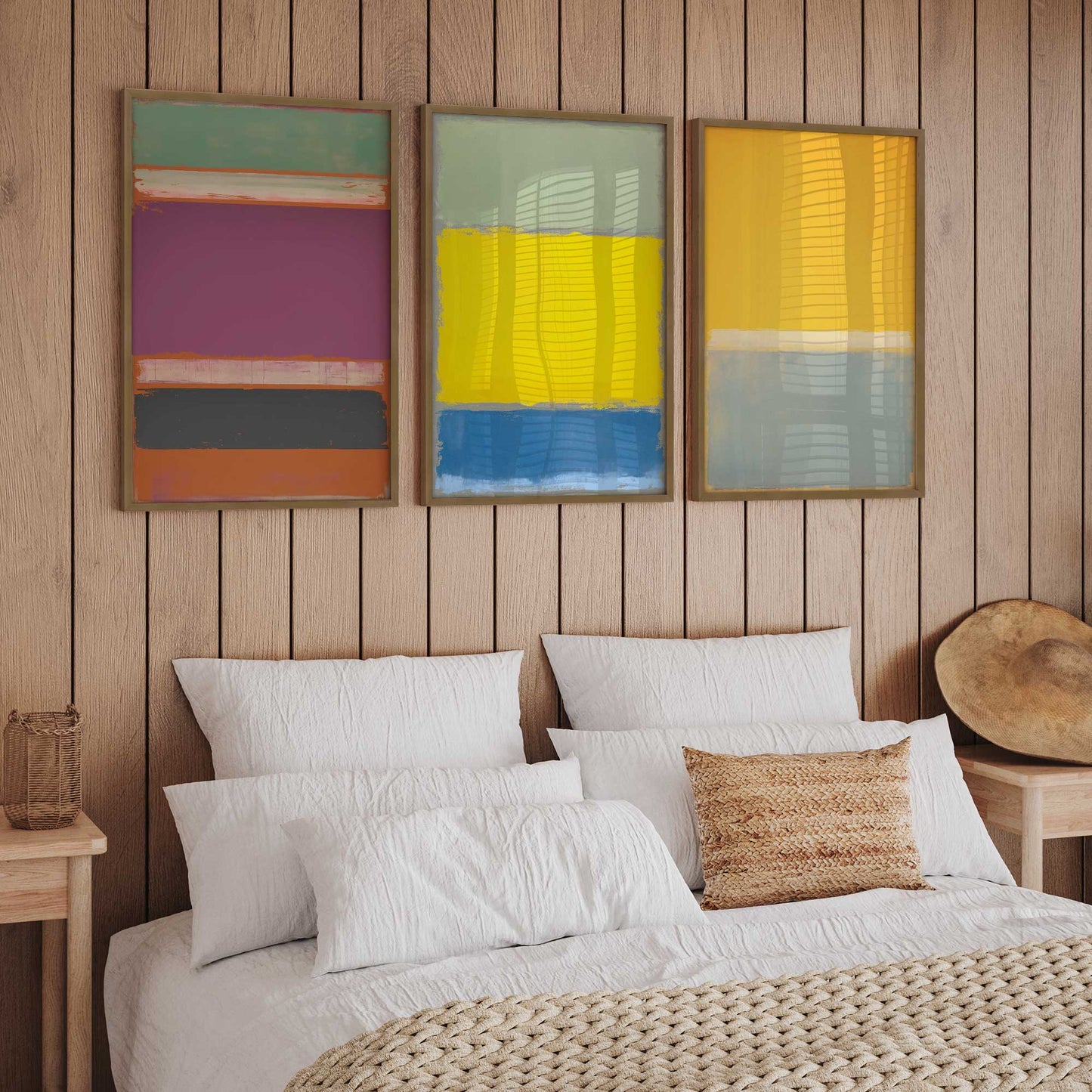 Sunfield Glow Triptych Set of 3 Print on Archival Matte Paper