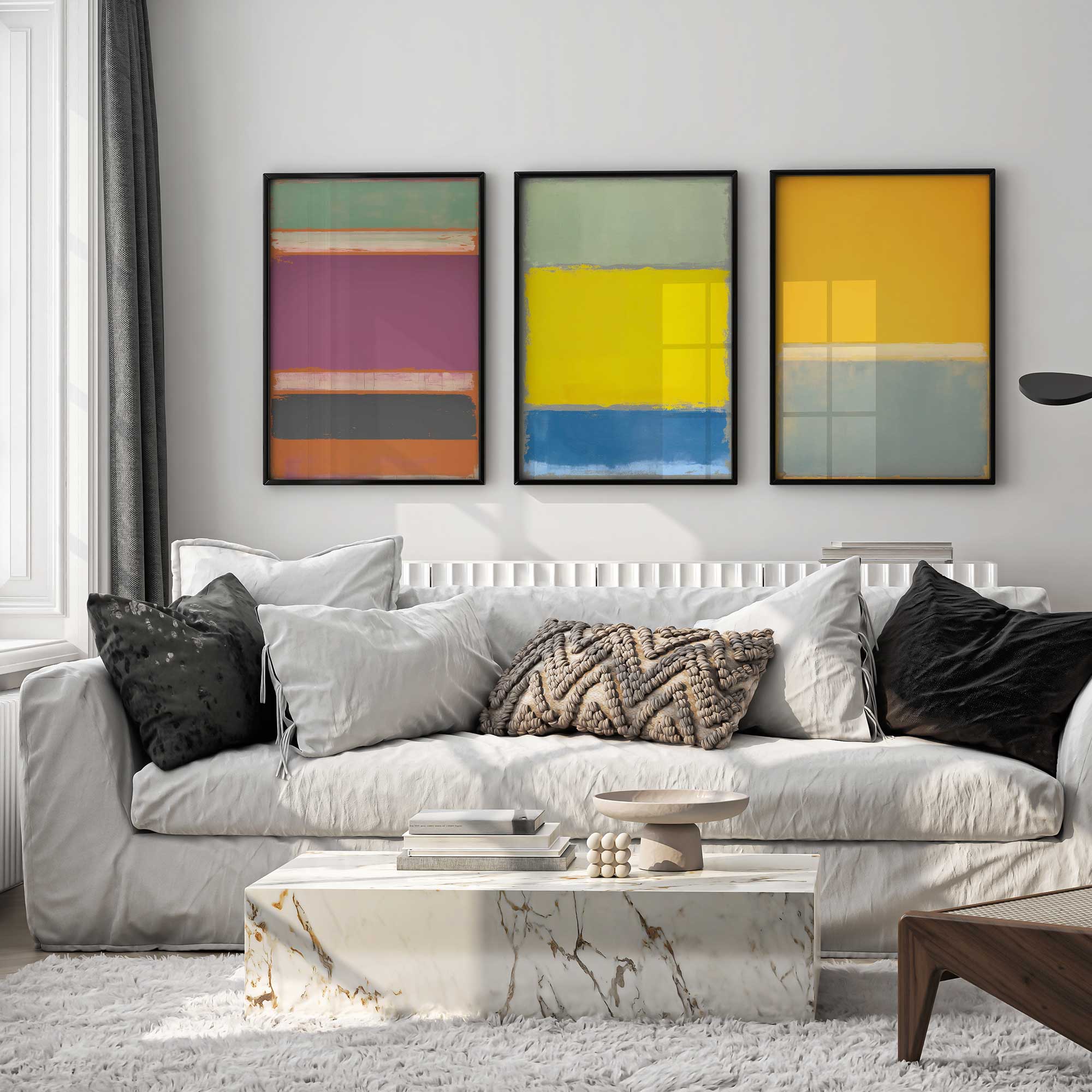 Sunfield Glow Triptych Set of 3 Print on Archival Matte Paper – Frametolia.
