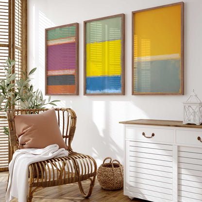 Sunfield Glow Triptych Set of 3 Print on Archival Matte Paper