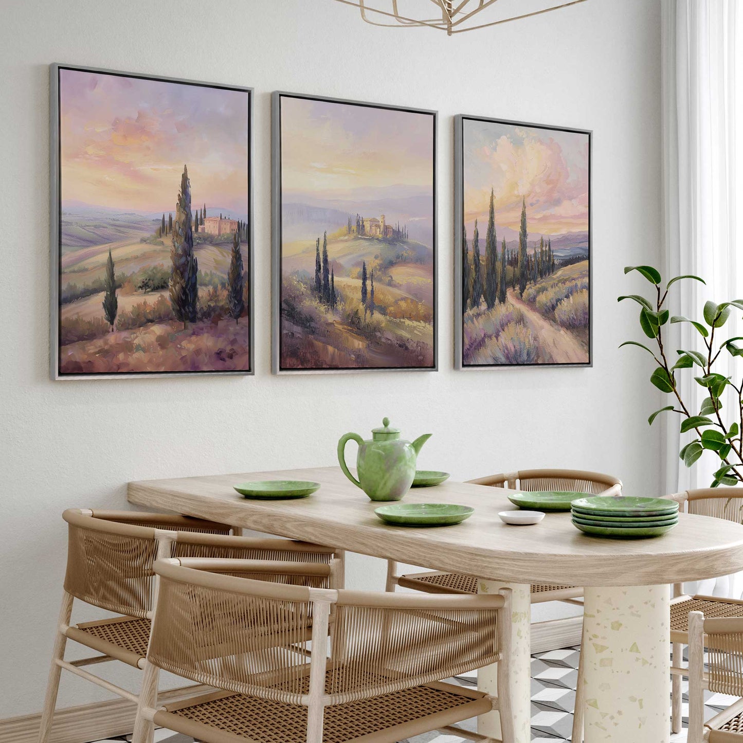 Tuscan Sunrise Splendor Set of 3 Print on Canvas